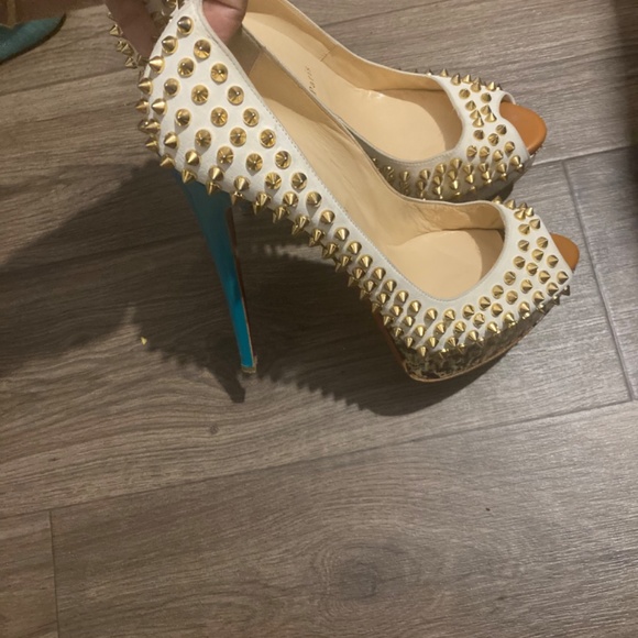 100% Authentic Christian Louboutin Multicolor Spiked Peeptoe Heels - Picture 4 of 7